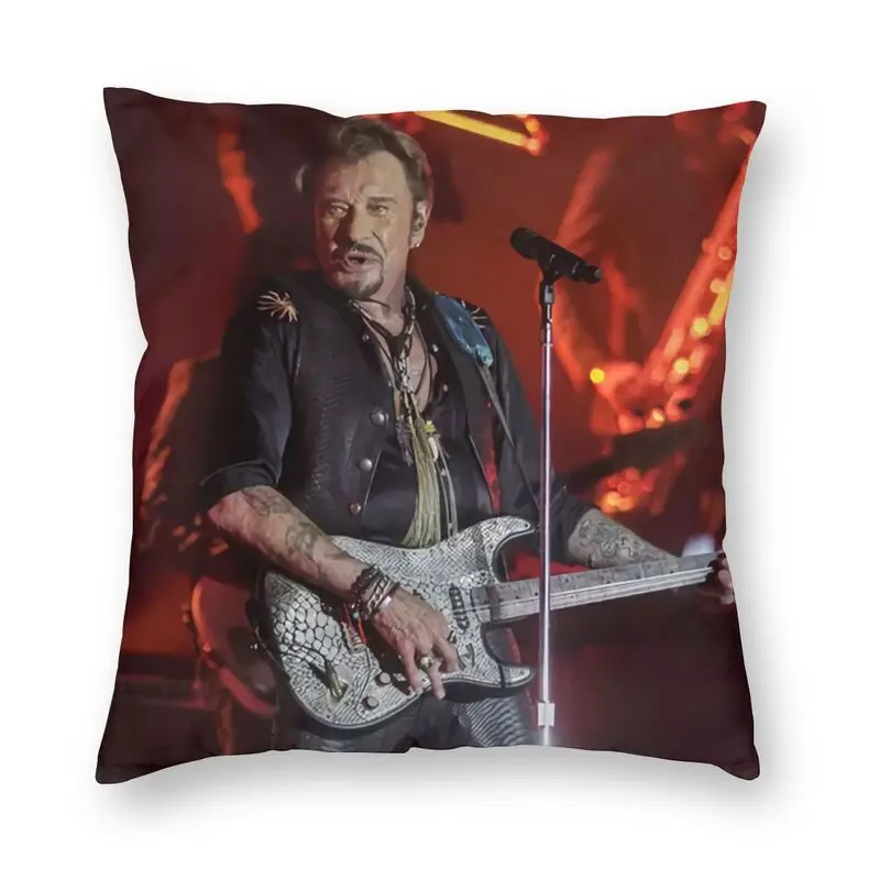 

French Singer Johnny Hallyday Pillow Case Home Decorative Rock Music Cushion Cover Throw Pillow for Car Double-sided Printing