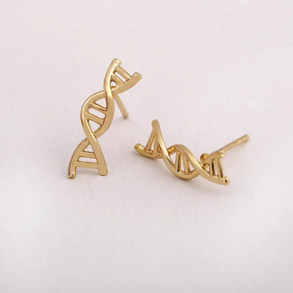 Jisensp Delicate Design DNA Earring Helix Earrings for Women Girls Geometric DNA Stud Earrings Science Jewelry Unique Gift