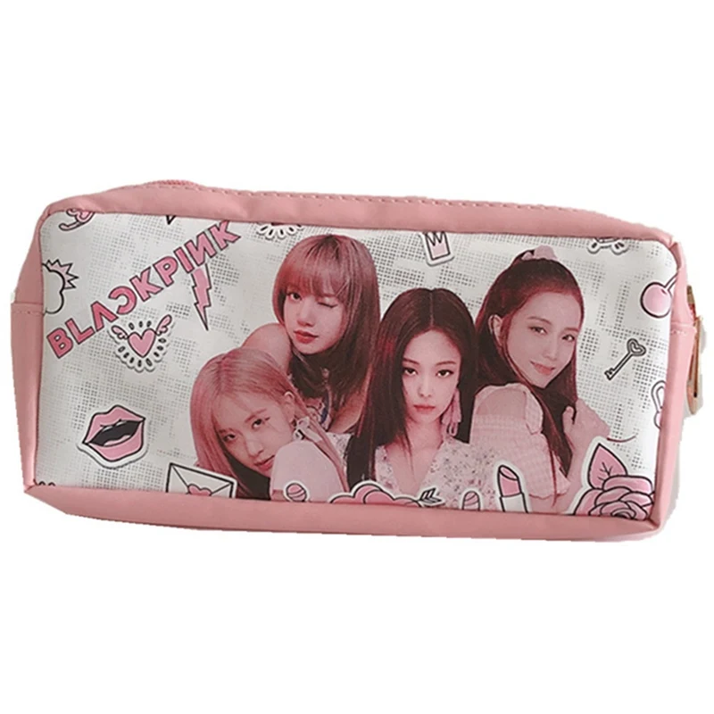 1 шт. Kawaii Kpop BLACKPINK пенал из ПУ органайзер для хранения ручка сумка вентиляторы канцелярские принадлежности студенческие подарки для детей