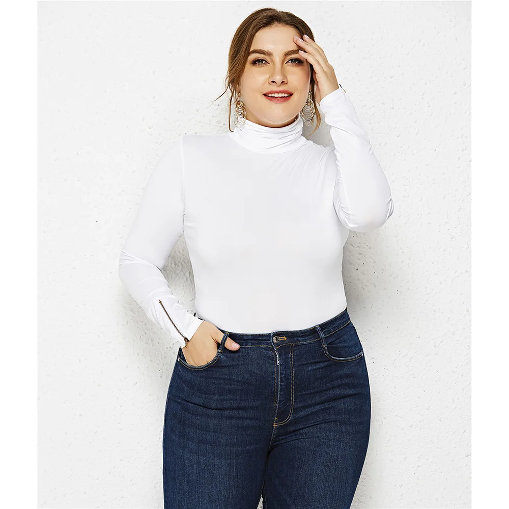 

Classic One Piece Oversize Women's Clothing 2020 Autumn Sexy Bottoming Shirt Solid Color High Neck Long Sleeve Triangle Bodysuit