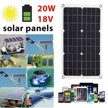 

20W 18V Durable Solar Panel & Solar cell with USB+DC Port Monocrystalline & Silicon USB2.0 for emergency power supply