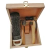 Handmade Strong and Durable Shoe Brush Storage Box, Natural Wood, Clamshell Cleaning Tool, Toolkit 6
