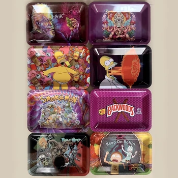 

10pcs/lot Cigarette Rolling Tray 18*14CM Different Pattern Kitchen Home Storage Paper Metal Trays Smoking Smoke Accessories