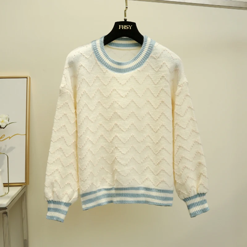 Wave Sweater Female, Turtleneck Loose Round Neck Knitted Shirt, Leisure Commuter Jacket Sweater Women Casual O-Neck Pullovers Wave Sweater Female, Turtleneck Loose Round Neck Knitted Shirt, Leisure Commuter Jacket Sweater Women Casual O-Neck Pullovers
