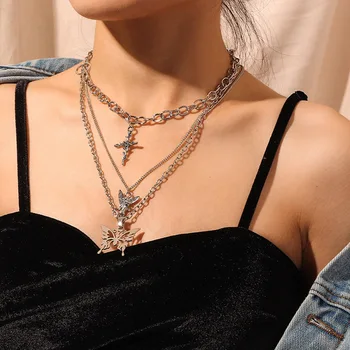 

Fashion Vintage Stainless Steel Little Angel Necklace Hip Hop Cool Girl Disco Short Necklace Clavicle Chain Jewelry