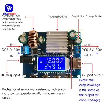 

diymore DC-DC DC 5-30V to DC 0.6-30V 4A 35W Step Up/Down Boost Buck CC CV Regulated Adjustable Power Supply Module Solar Charger