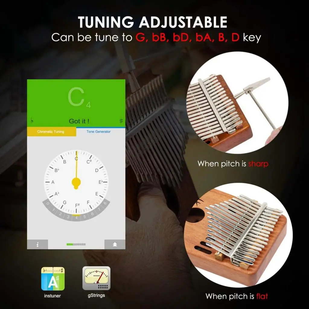 Portable Mahogany 17-Key Kalimba Finger Thumb Piano for Music Lover Party Musical Instruments Percussion Instruments