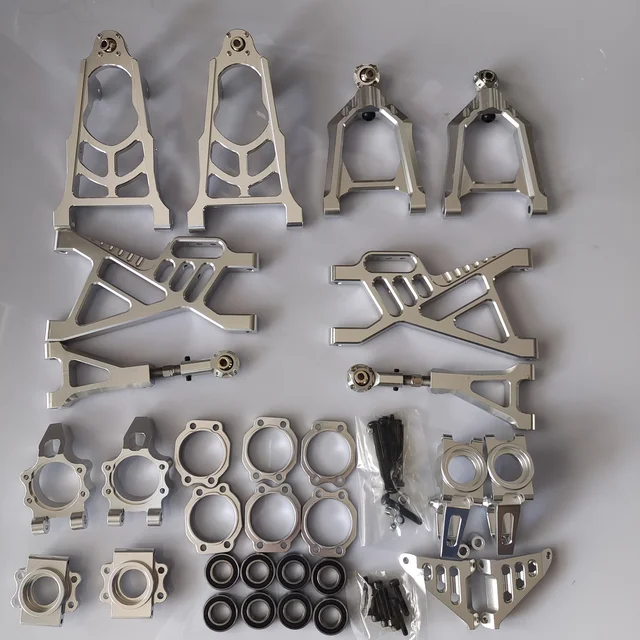 Alloy metal Front + Rear Upper Lower Suspension Arm + Steering Wheel Hub Carrier for HPI KM Rovan Baja 5B 5T 5SC 1/5 RC CAR