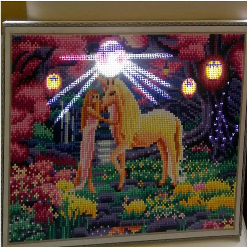 Сделай Сам полный дрель светодиодный алмаз PaintingThe принцесса и единорог горный хрусталь вышивка крестиком световая коробка Домашний декор стен