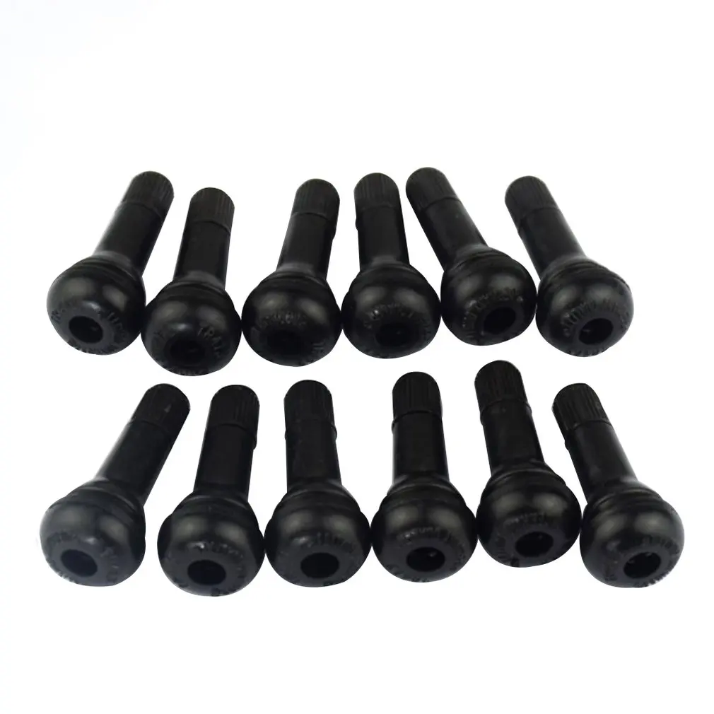 12pcs/Set Snap-in Standard Black Rubber Valve Stem TR413 for Tubeless 11.5mm Rim Holes Universal Tire Valve Stems