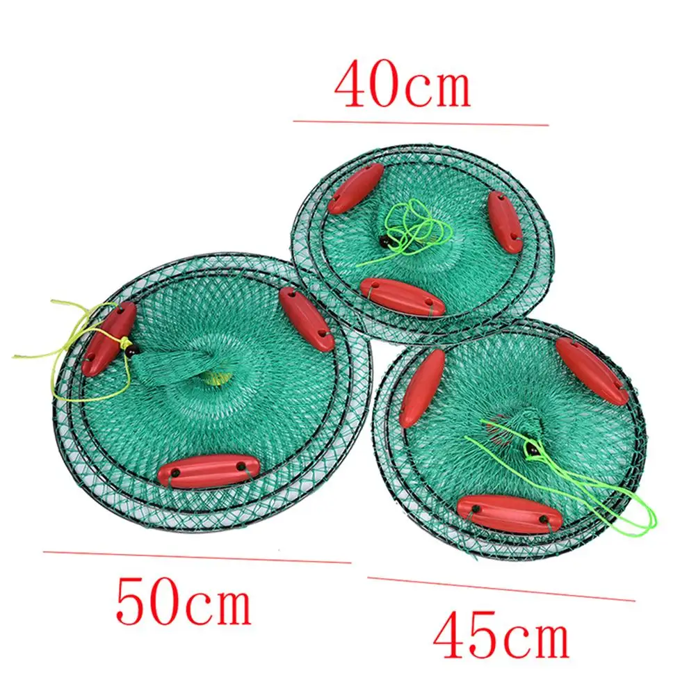 Portable Three Floating Ball Fish Net New Cast Mesh Cage Boat Fishing  Catching Rubber Silk Material Fishing Net for Fishing Lure