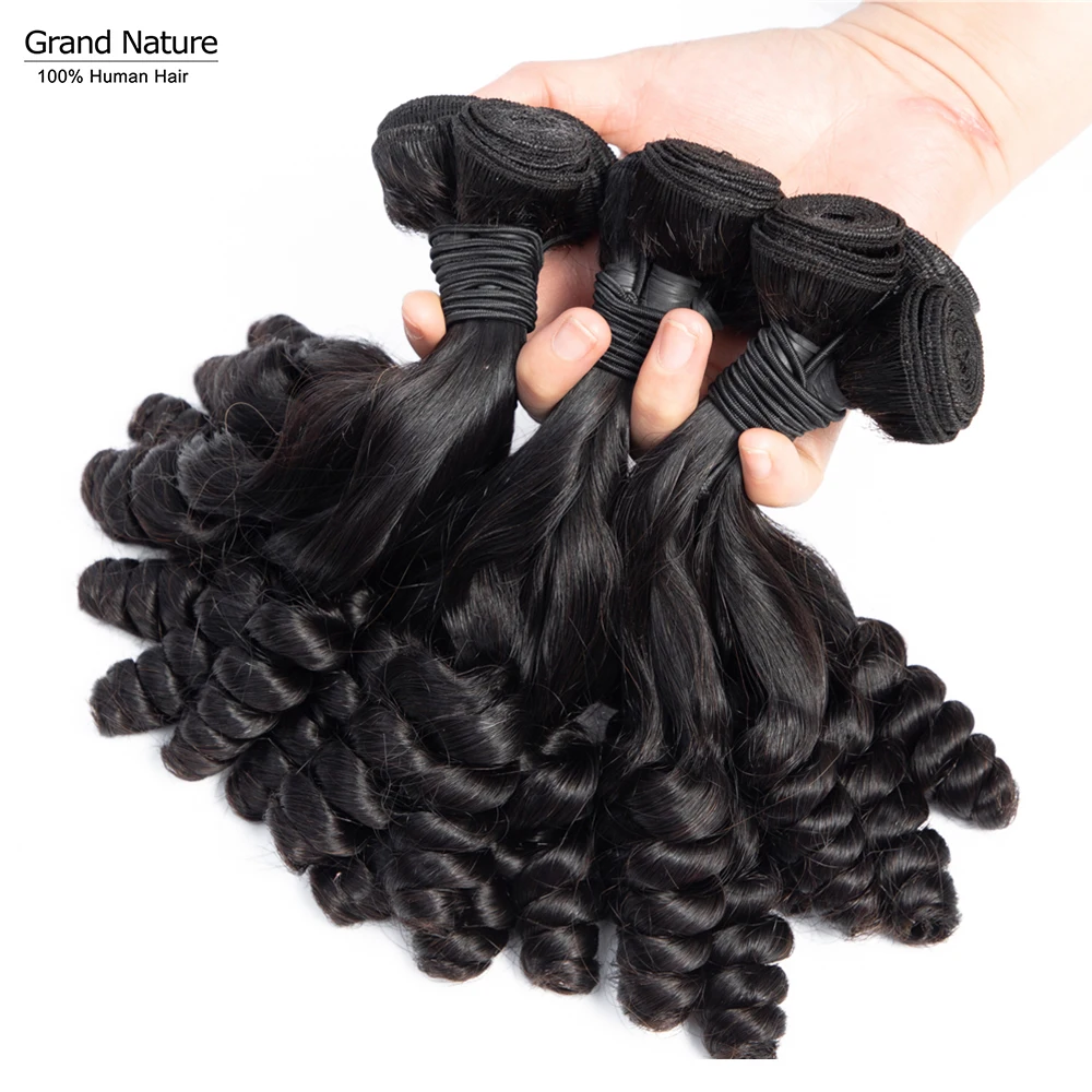Double Drawn fumi curly brazilian virgin hair Weave Bundles 3/4 Human hair Extension Natural Color High Ratio can be bleach 613