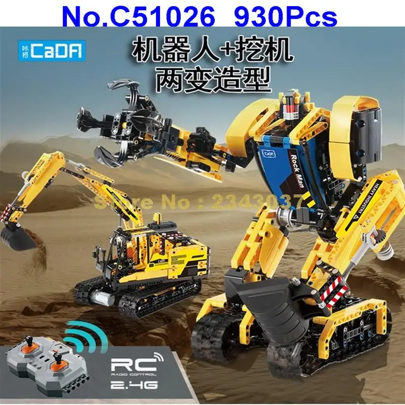 C51026 930 шт. Интеллектуальный 2в1 робот дистанционного управления rc экскаватор рок Человек строительный блок игрушка