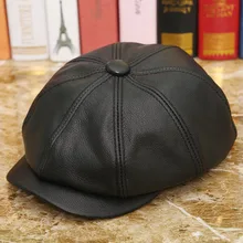 [JAMONT] Натуральная кожа Newsboy кепки для мужчин осень зима теплая восьмиугольная шляпа с защелками коллекция шляпы джентльмен берет кепки s