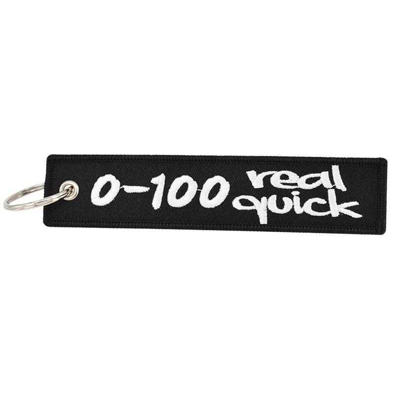 

0-100 Real Quick Keychain For Motorcycle Cars Embroidery Key Ring Tag