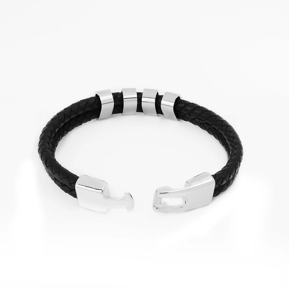 1pc Personalized names beads Men Leather Bracelet Customized gift for husband father