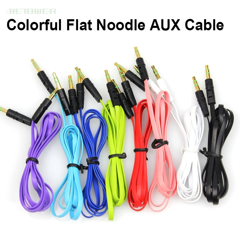 1M Flat Noodle 3 5mm Jack Male to Male Stereo Aux Audio Cable For Car Smart Phone PC MP3 MP4 Headphone Speaker Wire Cord 300pcs