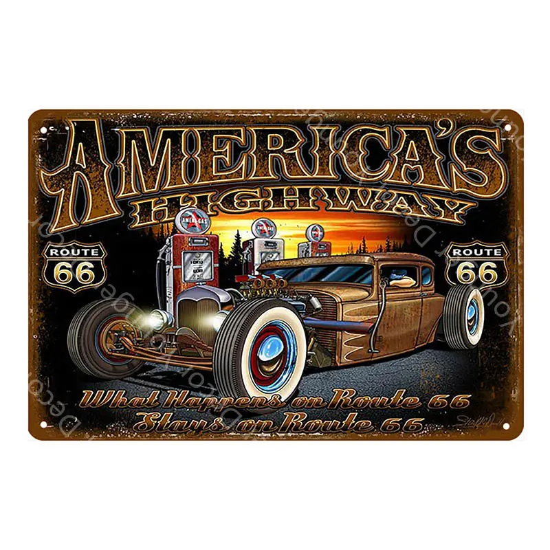Американский Классический Route 66 автомобиль металлические знаки ржавый Nutz Декор Чемпион Двигатель гонки плакат Паб Бар Винтаж железная пластина YI-081 - Color: YD2894EI