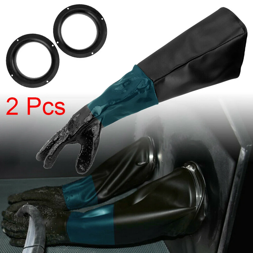 

Protective Gloves Sandblasting Soft Blast Cabinet Professional Heavy Duty Elastic PVC Sweat Absorb Wear Resistance With O Rings