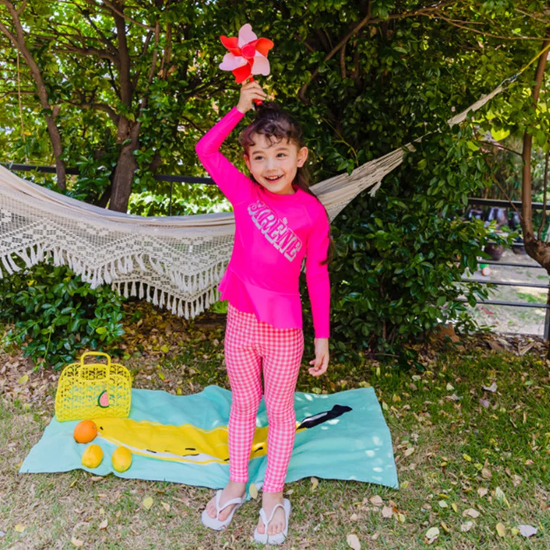 New boys and girls long sleeve swimsuit split pants beach wetsuit girl sun protection korean kids swimsuit girls swimsuit