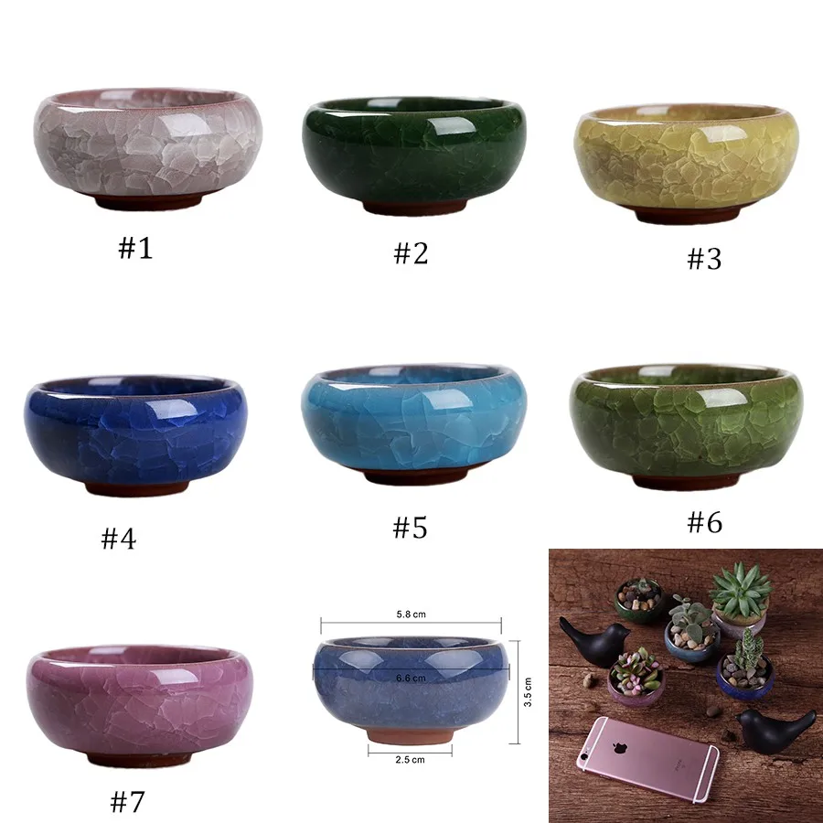 1piece Ice-Crack Ceramic Flower Pots For Juicy Plants Small Bonsai Pot Home Garden Desktop Decorations  Succulent Plant Pots