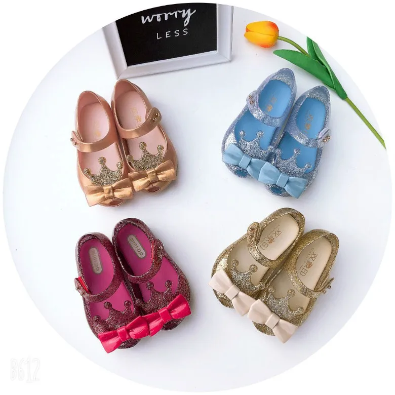 New Color High Quality Kids Girl's MINI DD Retro shoes Children Sparkle Crown Sandals Kids Baby Candy shoes Jelly shoes SH19109 6