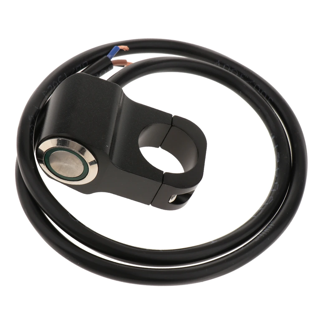 12V Motorcycle ATV 7/8inch Handlebar Headlight Fog Spot Light On Off Switch Waterproof 22mm- Stainless Steel Black Body