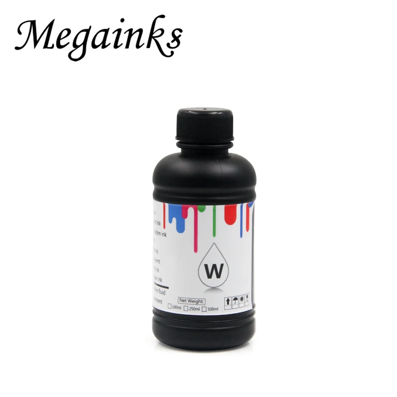 W 500 мл Светодиодный УФ чернила для Epson DX5 DX6 DX7 DX9 DX10 XP300 XP600 TX800 WF5110 WF7610 L800 L805 1390 R280 R290 R1800 R1900 принтер - Цвет: W
