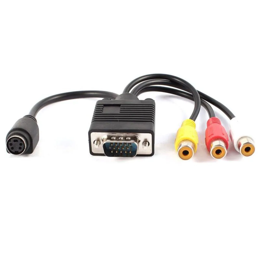 Прочный практичный 3 портативный композитный VGA SVGA к S-Video AV tv Out HD PC Аксессуары Кабель-адаптер