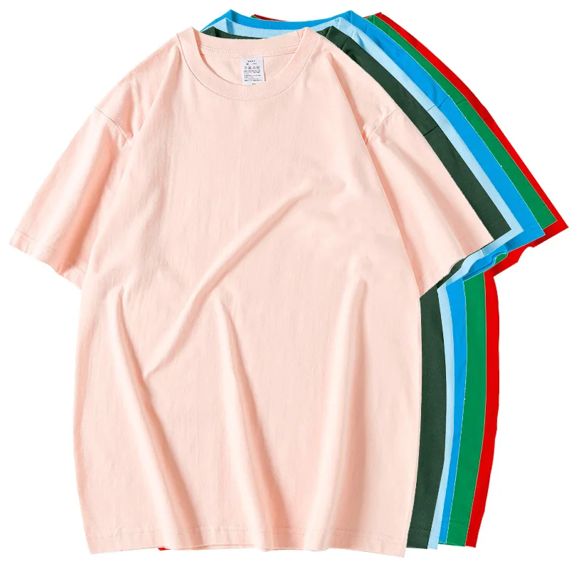 Топ Мужская большая футболка мужская летняя 100% хлопок чистый цвет круглый вырез