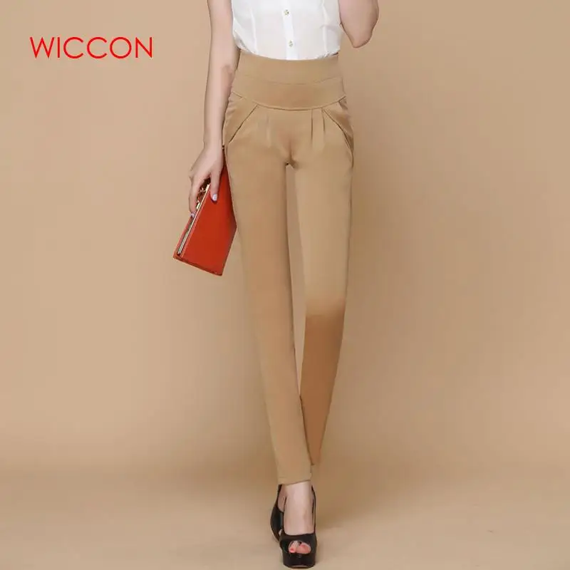 

Autumn Spring Solid Color Harem Pants Women Elastic Waist Office Lady Workwear Trousers Ladies Pencil Pants Slim Female Bottoms