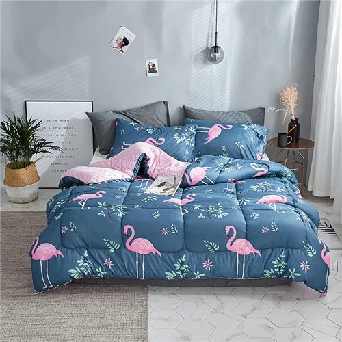 birds blue 2.2 Новое зимнее стеганое одеяло с птицами, домашнее постельное белье с принтом edredom, сохраняющее тепло зимнее пуховое одеяло с наполнением - Цвет: birds blue 2.2