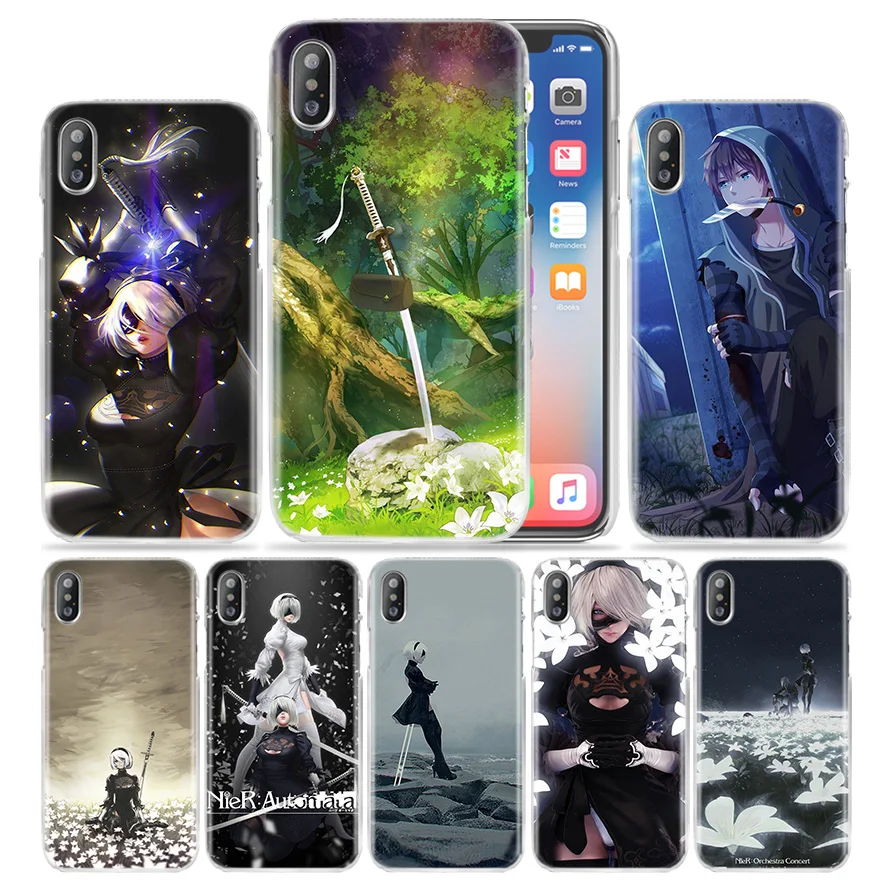 Чехол Nier Automata для iPhone XS Max XR X 10 7+ 8+ 6+ 6S+ 7 7S 8 6 6S Plus 5s SE 5 4s 4 5C Жесткий ПК сумка с персонажами аниме чехол для телефона