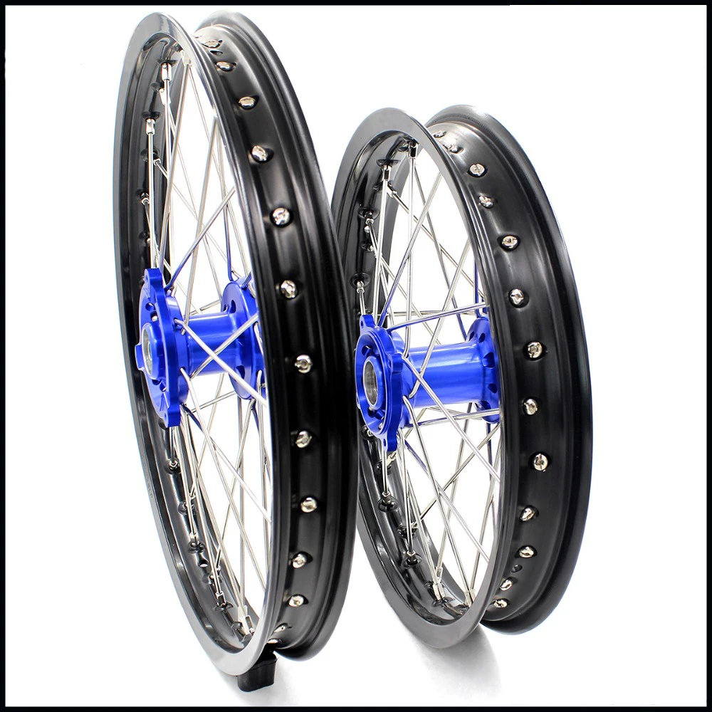 Комплект колес для питбайка больших детей 19/16 YAMAHA YZ 80 1990 2001 85 2002 2018 обод с ЧПУ синяя