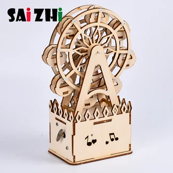 

Saizhi Ferris Wheel DIY Wooden Music Box School Science Experiment Projects for Kids Educational STEM Kit Girls Boys Gift