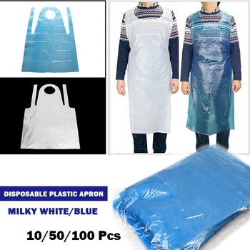 

10/50/100PCS Thicken Disposable Apron Adult Plastic Waterproof Oil-proof Clothes Kitchen Hairdresser Woman Barbecue Baking Party