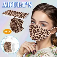 10pcs Women Leopard Printing Masks Adult Three-layer Disposable Dust-proof Protective Cartoon Mask High Quality 3 Layers Masken 1