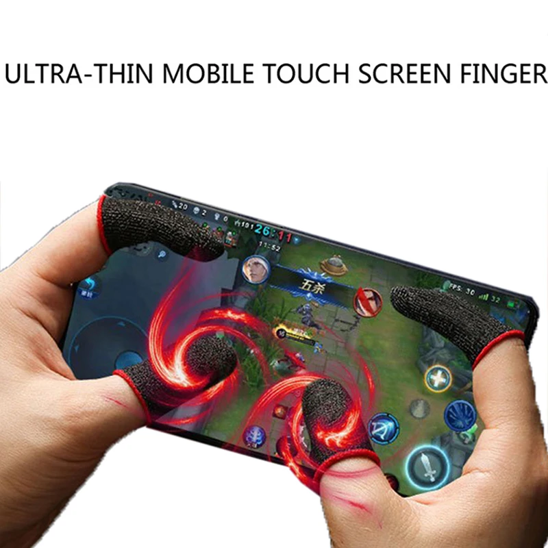 

2PCS Breathable Sweat Proof Game Controller Finger Cover Gaming Finger Gloves Non-Scratch Sleeve Sensitive Nylon Mobile Touch