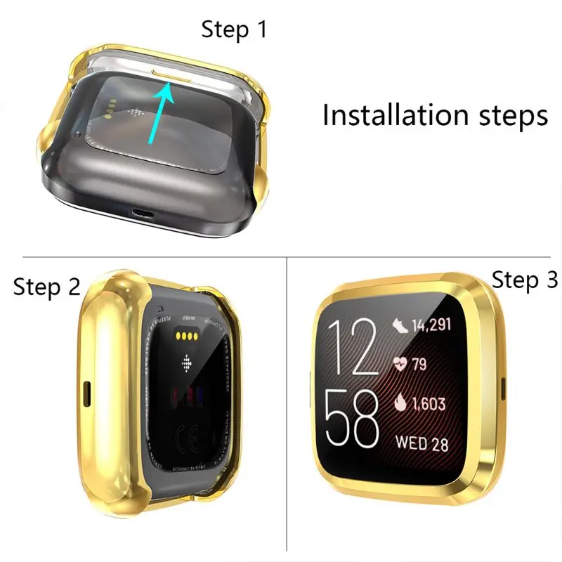 Полное покрытие ТПУ Чехол протектор экрана Защитная крышка для Fitbit Versa 2 Watch