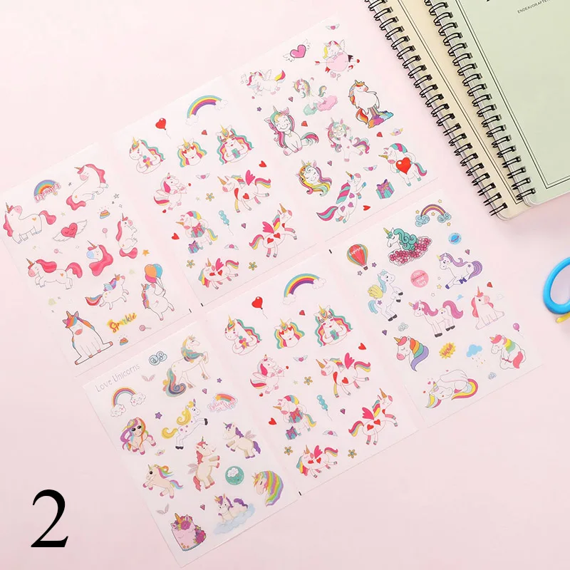 6 листов/Набор милый Единорог наклейка s Kawaii игрушки с вишней наклейка s клейкая наклейка для детей DIY Декор Скрапбукинг дневник поставки - Цвет: 2