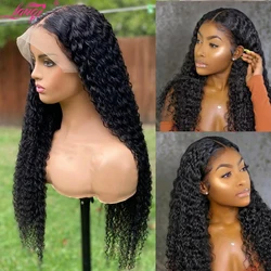13x4 Deep Wave Lace Frontal Wig 30 Inch Lace Front Wig Closure Wig Brazilian Deep Curly Lace Front Human Hair Wigs For Women