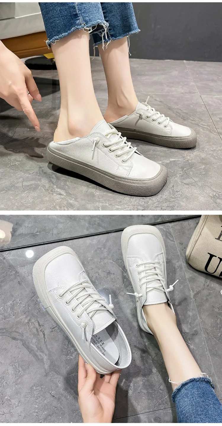 embellished bow heeled slingbacks	 Ugly Cute Mango Head Two Wear White Shoes Women 2021 Summer New Korean Version Of Square Toe Flat Bottom Shoes All-match Casual slingbacks for work	