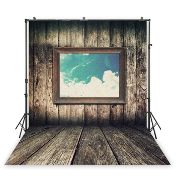 

HUAYI wooden wall backdrop bul sky background window backdrop filming decoration portrait background