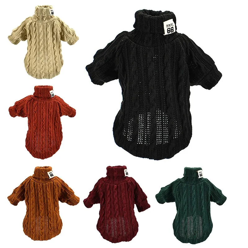 High-necked Knitting Dog Sweaters Winter Warm Solid Color Dog Clothes Pet Dog Puppy Cozy Coat Pet Apparel