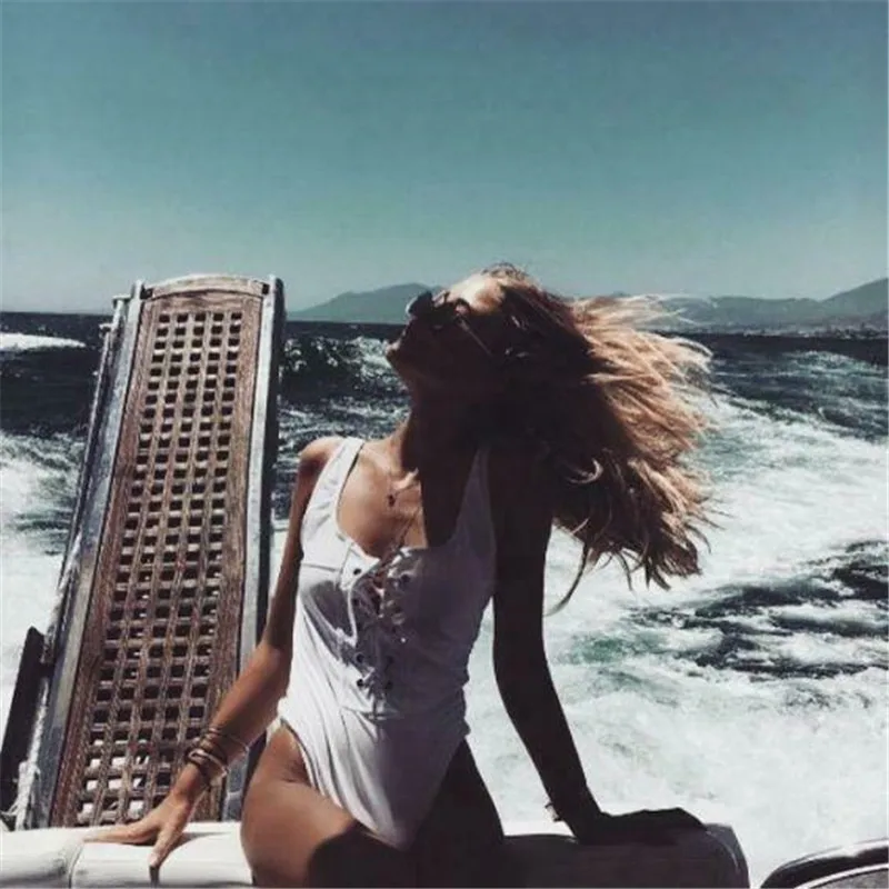 2019 New One-Piece Womens Swimsuit Bandage cross Hollow Neck Bikini Push-up Bathing Suit Swimwear Monokini Beachwear Biquini |