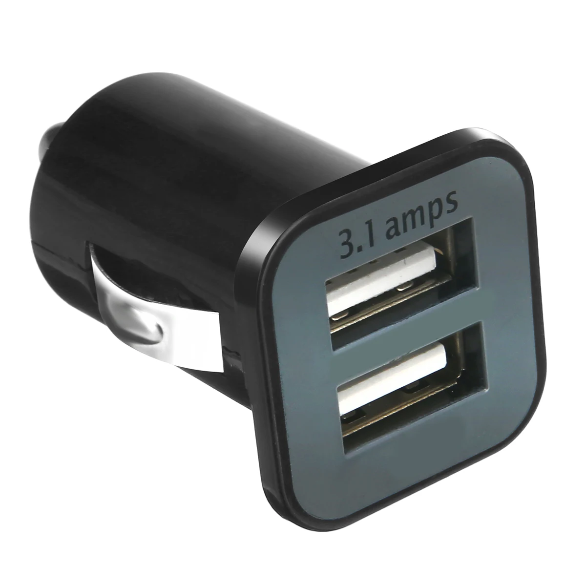 For i-Phone i-Pad 1pc Black Dual 2 USB Car Charger Mini Travel Size Auto Car Cigarette Lighter Adapter 12V 3.1A Mayitr