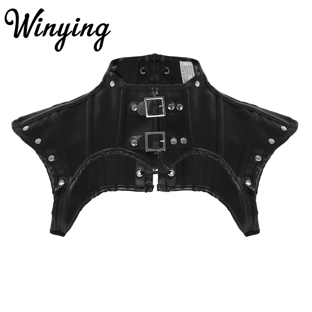 Women Latex Body Chest Harness Steampunk Gothic Cosplay Game Armor Outfit Sexy Corset Bustier Crop Tops Nightclub Rave Costume