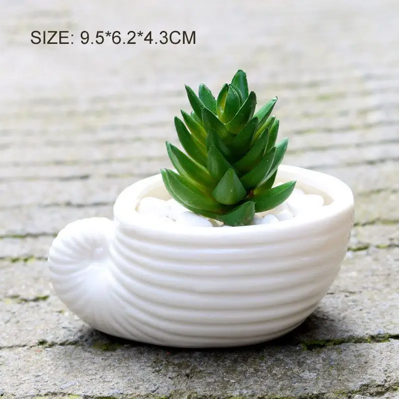 

6pcs/set Mini White Small Flowerpot shell Shape Ceramic Succulent Plant Pot Holder Fairy Garden Cactus Flower Pots Planter