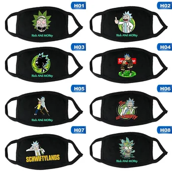 

Rick and Morty Masks Dustproof Face Mask Washable Rick e Morty Funny Hip Hop Anime Mask Cartoon Cosplay Costume Accessory Black