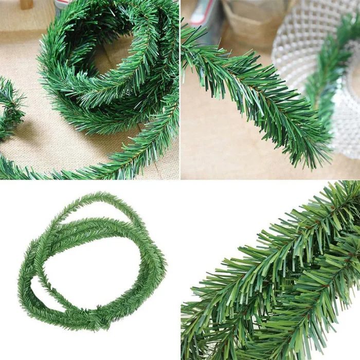 5,5 м DIY гирлянда Рождественский декоративный камин елка сосновые листья венки из ротанга NSV775